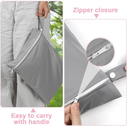 AOOSA 2PCS Swimming Wet Bags, Reusable Cloth Diaper Bags with Handle and Zipper, Lightweight Waterproof Travel Laundry