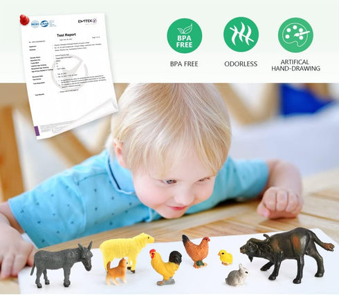 Volnau Mini Farm Toys Figures, 14PCS Barn Animal Figurines for Toddlers Kids, Christmas Birthday Gift, Plastic