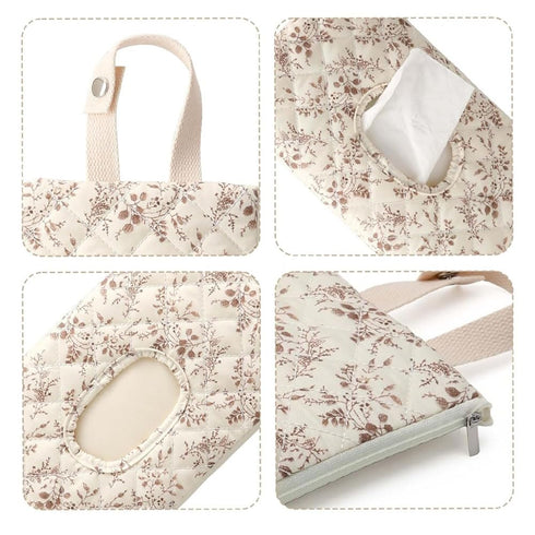 Qylfst Mommy (1PCB) Floral Quilted Baby Wipe Holder Pouch with Strap,Diaper and Wipes Pouch for Purse,Hanging Floral