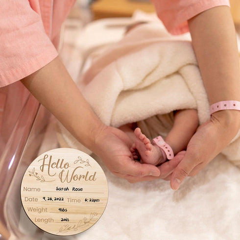 YOKIND 3Pack Sign6 Inch Baby Birth Announcement Hello World Newborn Baby Name Signs for New Baby Arrival Gift Decor