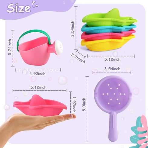 1-3 2-4 6 Fajiabao Bath Toys for Kids Ages Toddler Bath Toys Mold Free for Stacking Boat Water Table Pool Sand Bathtub
