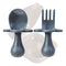 Grabease Toddler Spoon & Fork Set, Gray - First Stage Baby Utensils for Self Feeding, BPA-Free, 4+ Months