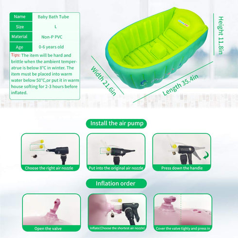 0-6 Inflatable Baby Bathtub,Newborn to Toddler Bath Tub with Built-in Air Pump,Portable Travel Shower Basin with Back