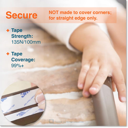 Roving Cove HeftyFit Edge Protector for Baby Proofing (6ft Large Edge Only) - Heavy-Duty Soft Rubber Foam Furniture