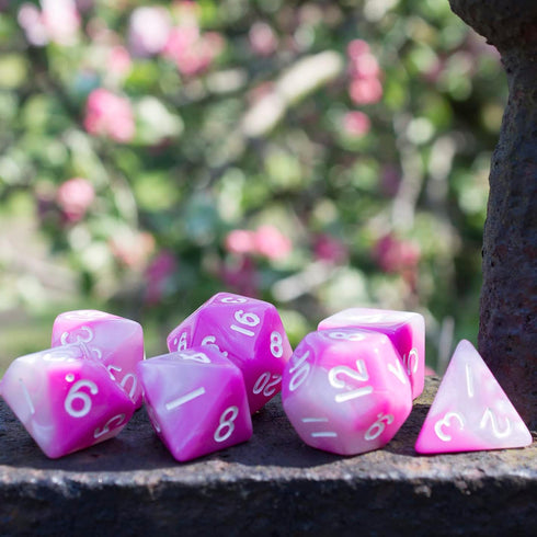 Pink and White DND Dice - 'Cherry Blossom'