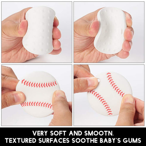 Sports Ball Series Baby Teething Toys, Food Grade Silicone Chew Teether for 3 Months+ Infant Boy and Girl