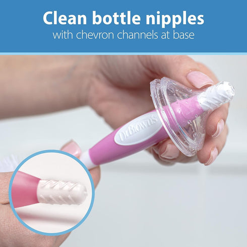 Pink Dr. Brown's Baby Bottle Drying Rack with Soft Touch Brush
