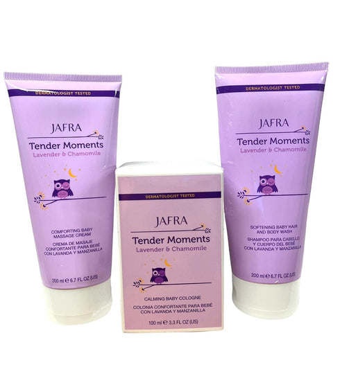 JAFRA tender moments lavander y chamolle baby massage cream, baby hair and body