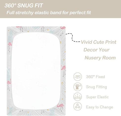 CaTaKu Crib,27"x 39" Baby Crib Sheets Cute Pineapple Flamingo Hawaii Mini Crib Sheets Fitted for Girls Boys,Neutral