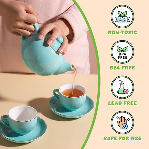 Set Set Set 4, Sweejar Porcelain Tea for Little Girls,Kitchen Toys Tea Party for Kids Toddler Kitchen Pretend Toy