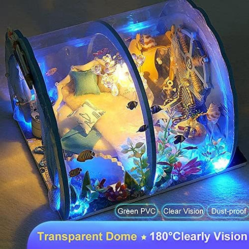 GuDoQi DIY Miniature Dollhouse Kit, 1:24 Scale, Tiny House with Furniture, Mermaid Princess Gift for Birthday Mother's