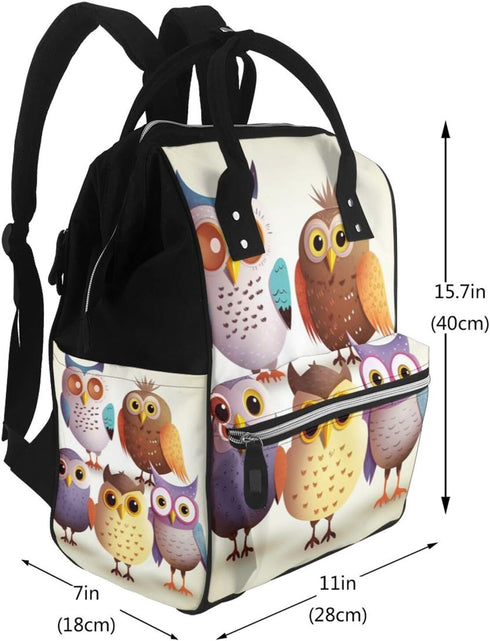 FHEDVBN Backpack Mummy Backpacks Daypack Owls Birds Diaper Bag for Women Multifunction Waterproof for Mom Dad, Large