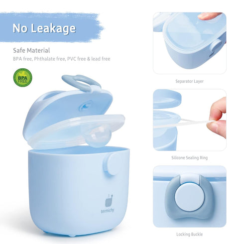 Termichy Portable Baby Formula Dispenser, 8.8OZ Milk Powder Container with Carry Handle and Scoop for Travel, Light Blue