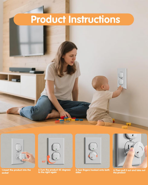 TrusTot 40 Pack 3-Prong Outlet Covers Baby Proofing, Plug Covers Baby Proofing, Outlet Plug Covers for US to Prevent