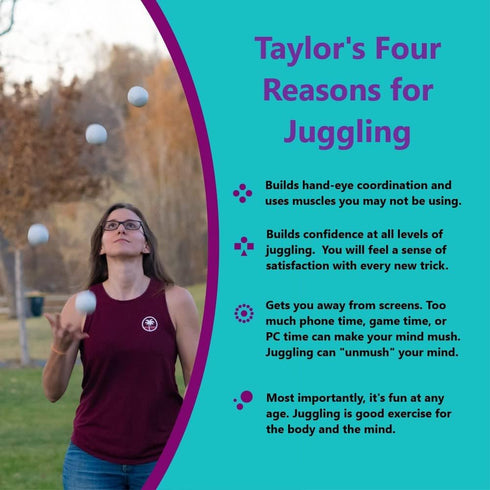 Zeekio - Taylor Tries Signature Beginner Juggling Ball Set - Durable 6 Panel Synthetic Leather Ball