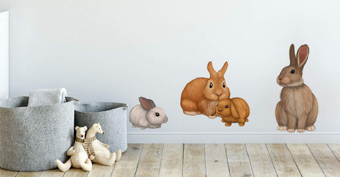 Bunny Rabbit Woodland Forest Animals Kids Wall Decals - Baby Nursery Toddler Room Wall Decor, DIY Decoration