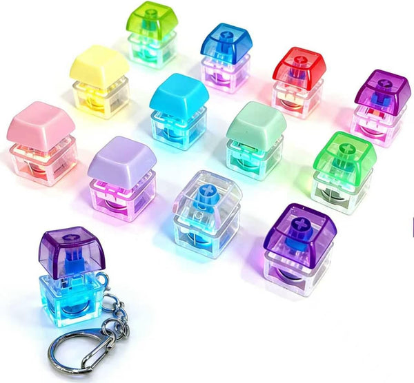 #LOVESPACE 12 Pack Keyboard Fidget Keychain with LED Lights,Keyboard Fidget Toy,Keyboard Button Finger