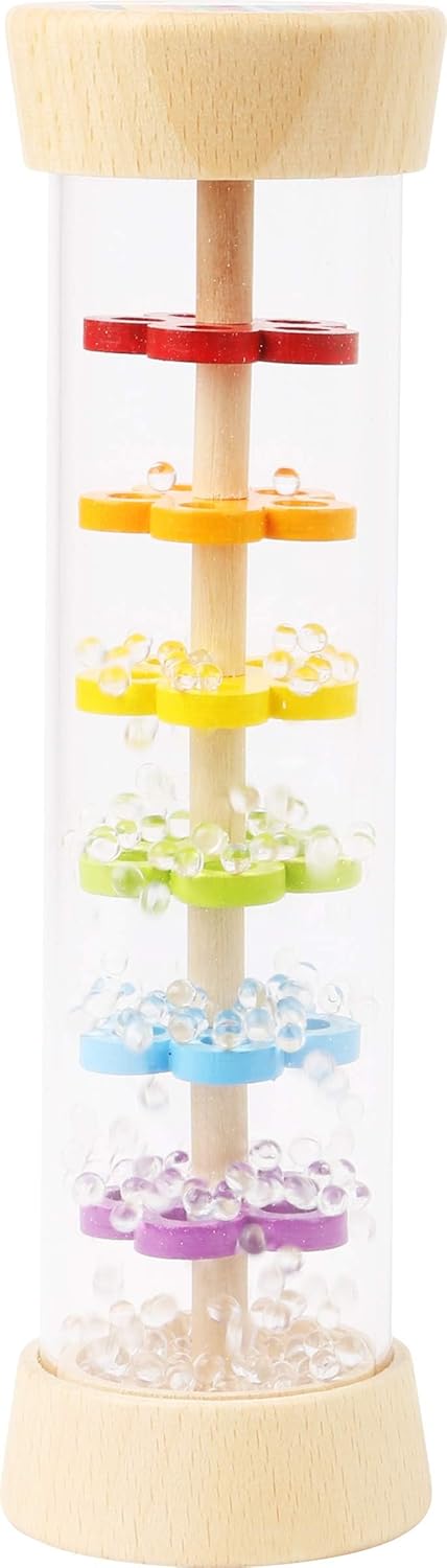 Wooden Rainbow Rainmaker Toy by Small Foot, Rhythm Instrument for Babies, Classic Educational Game