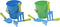 JustForKids 2 Pack Garden Tool Set Green & Blue Metal Pails with