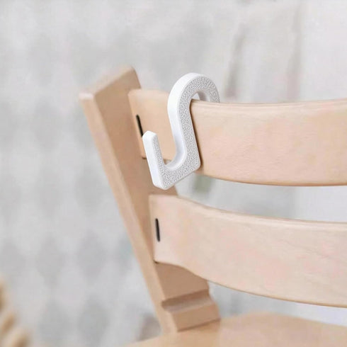 Zynoro 4 Pack Chair Back Hook Compatible with Stokke Tripp Trapp High Chair, White Non-Slip Clip for Hanging Small