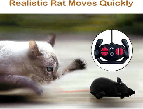 Giveme5 Remote Control Fake Rat Realistic Mouse Cat Toy, Interactive Toy Figures for Cats, Black