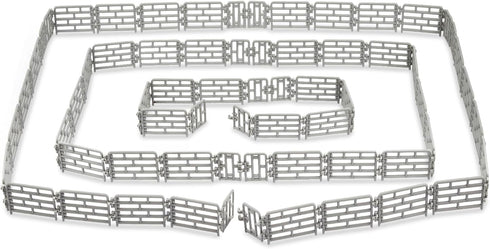 64PCS Toymany Mini Toys Fence for Farm Animals - Tiny Horse Corral Plastic Fencing for Farm Barn Paddock Horses