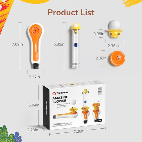 TOP BRIGHT 3-in-1 Montessori Toy for Toddler, Whistle, Ball Blowing, Floating Blow Pipe Balls for 3-5 Year Olds