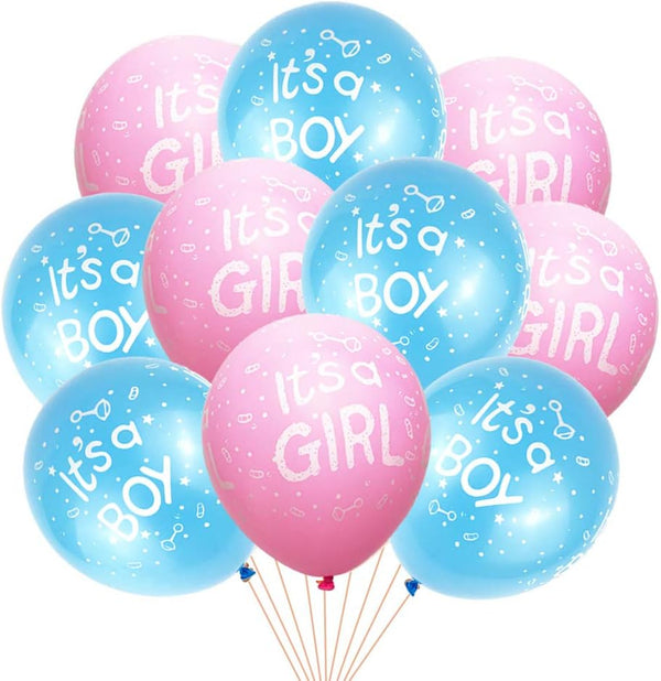 50 Pcs It's a Boy Girl Balloons, 12inch Light Blue Pink Latex Balloons for Baby Shower Birthday Party Decorations
