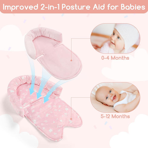 2 1 Infant Car Seat Insert & Strap Cover for Baby Girls, in Carseat Head Support Newborn, Ultra Soft Car Seat Cushion