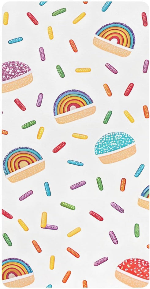 CZXW Rainbow Cake with Sprinkles Crib Sheets Fitted 52" x 28" Natural Cotton