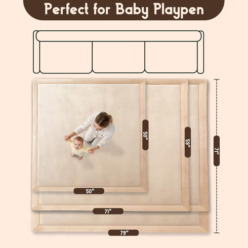 1.3 Inch Tummy 5050 Inch Baby Play Mat for Floor, Thick Memory Foam Time Mat with Non Slip Backing, Soft Coral Velvet