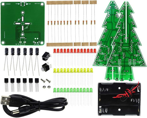 3D Xmas Tree Soldering Project Electronic DIY Kit, Upgraded 7 Color Flashing LED PCB Kit
