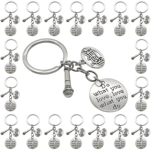 20PCS Microphone Keychain Musical Instrument Keychain, Inspirational Gift for Music Teacher Student Musicians