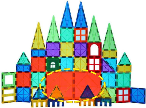 Large Magnetic Tiles Set - 4 Piece Square Shape Building Blocks for STEM Learning & Fun Kit