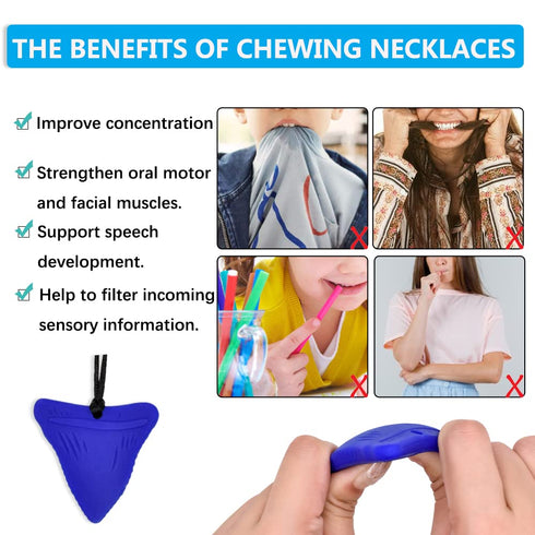 JNATER Shark Tooth Chew Necklace, Sensory Chew Necklace Bundle for Kids with Chewing, Teething, ADHD, Autism, Biting