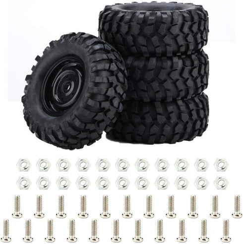 RC Car Tires, 4 Pcs Rubber Tyres for 1:10 Rock Crawler Off-Road Remote Control Car Accessory