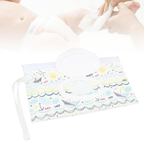 Travel Baby Wipes Case, Lightweight EVA Flip Open Design, Pull Out Wipes Bag for Home Travel Daily Use, Printed
