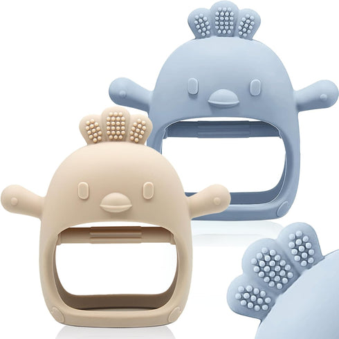 2 Packs Baby Teething Toy for 0-6 6-12 Months, Food Grade Silicone Teething Mitten, BPA Free Chew Toys