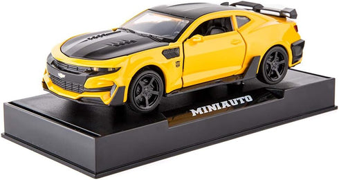 BDTCTK Camaro Bumblebee Car Model Toy 1/32 Zinc Alloy Pull Back with Sound and Light for Kids (Yellow)