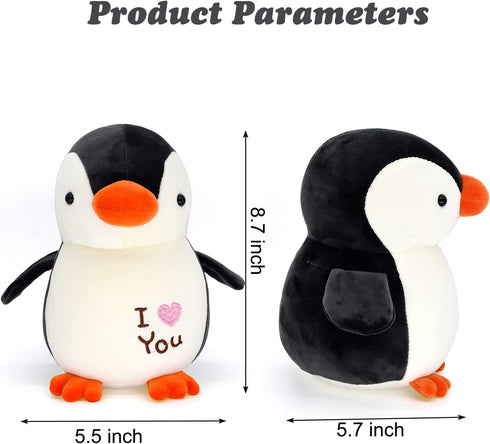 HWD 8.7" Soft Stuffed Penguin Dolls, Stuffed Animals Toys, Gifts for Kids Toddlers Birthday Christmas Day Valentine's Day (Black)