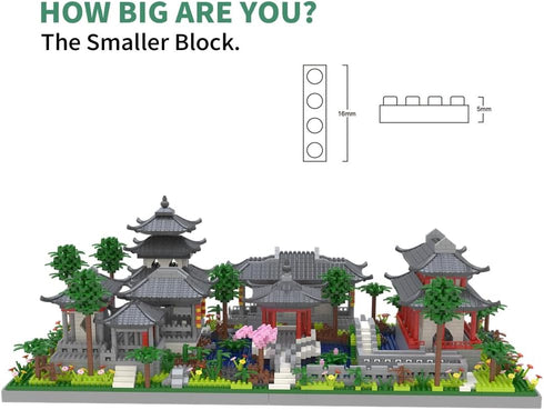 Architecture Micro Block Set, Chinese Style Suzhou Garden, 3888 PCS Classical Building Set for Adults and Kids