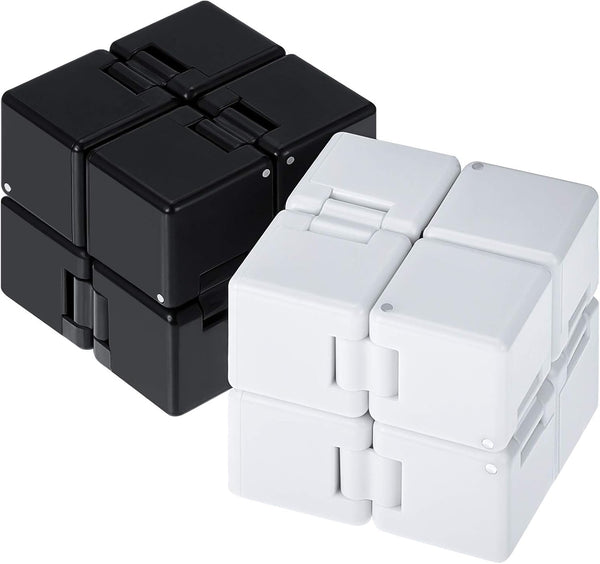 2 Packs Infinity Cube Toys, Mini Infinity Cube Desk Toy for Stress Relief, ADHD Desk Toy for Adults (Black, White)