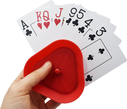 Yuanhe Playing Card Game Holder - Triangle Shaped Hands-Free Poker Holder Tray, Set of 4