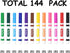Rarlan Classpack, 12 Colors,12 144 Count Washable Markers Bulk, Markers for Kids, Boxes