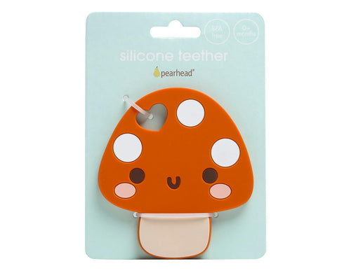 Pearhead Mushroom Silicone Baby Teether, BPA Free Teething Toy for Babies 0+ Months, Gentle Relief