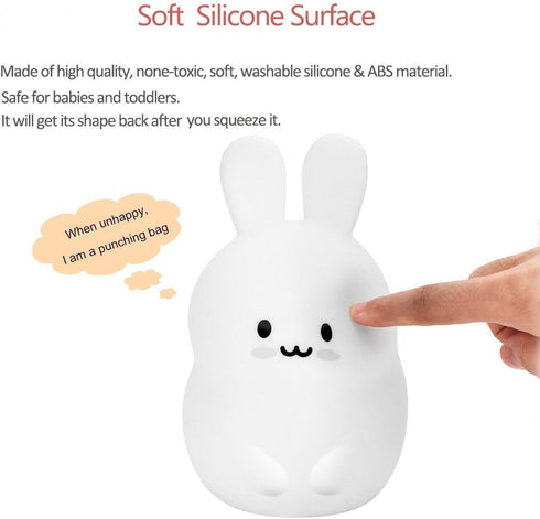 Rabbit Night Lights for Kids - Changeable Brightness & Color Table Lamp for Nursery, Holiday Gifts