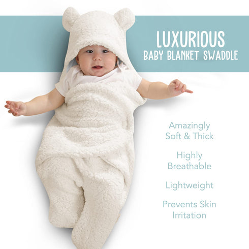 0-6 Baby Swaddle Blanket | Ultra-Soft Plush Essential for Infants Months | Receiving Swaddling Wrap White | Ideal