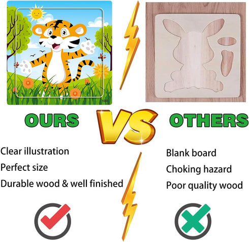 Puzzles for Kids Ages 4-6, 10 Pack of 20 Piece Wooden Jigsaw Puzzles for Toddlers, Educational Toys