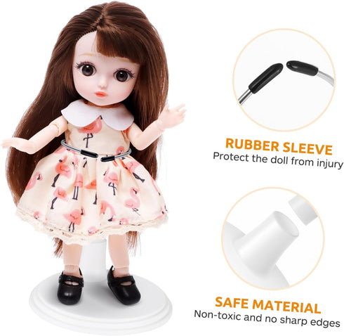 Toddmomy 2Pcs White Doll Stands, Doll Display Stand Bracket Support for Kids Accessories (25cm)