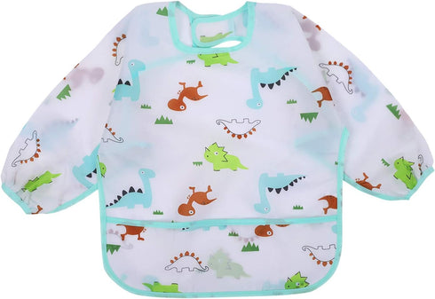 Accmor 3 Pack 6-36 Long Sleeve Bibs, Baby Smock Waterproof Sleeved Bib Smock for Baby Toddler Months